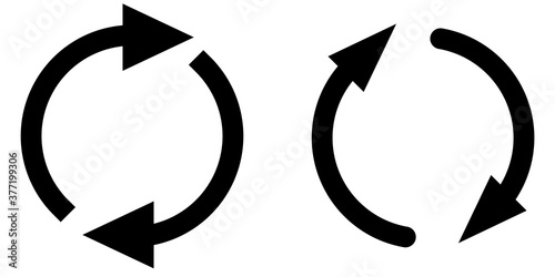 Circle made of two joining arrows - simple cycle sign or icon