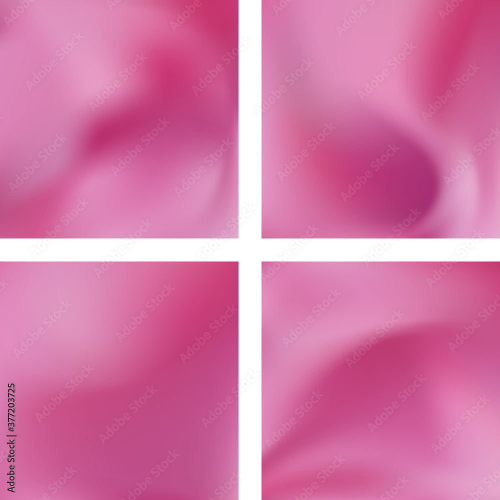 Fototapeta premium Set with pink abstract blurred backgrounds. Vector illustration. Modern geometrical backdrop. Abstract template.