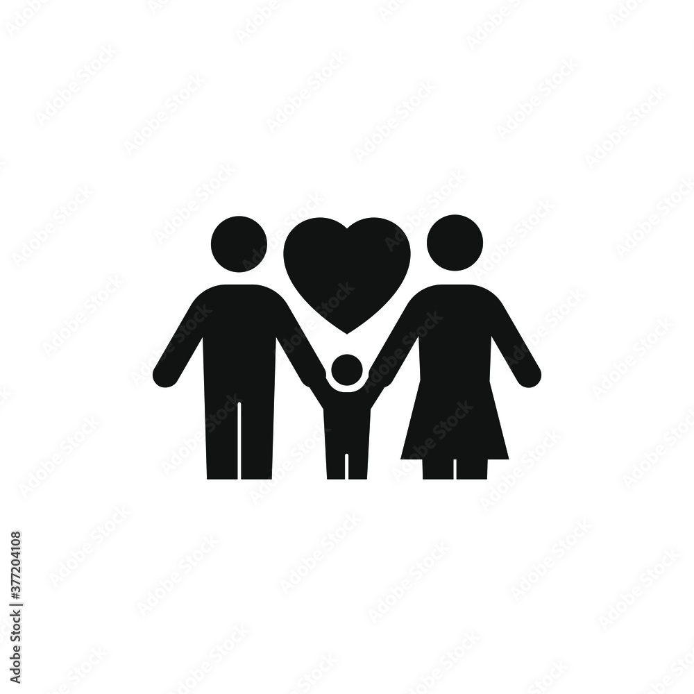 Happy family icon. Insurance symbol concept isolated on white background. Vector illustration