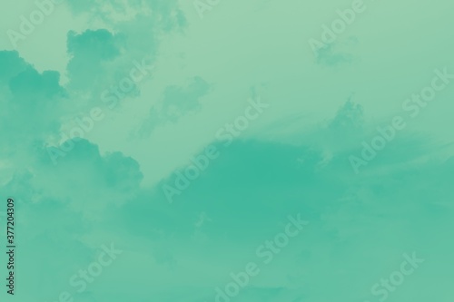 Light emerald green and mint color sky, pastel background