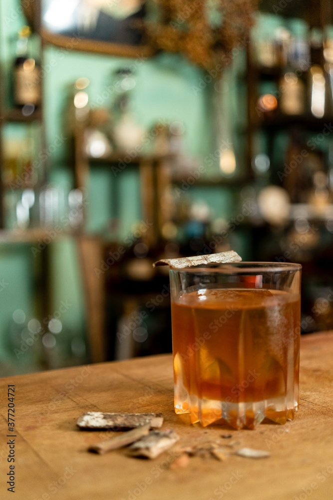 glass of drink on bar counter glass of drink on bar counter