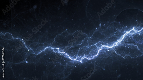 Blue lightning, plasma and electrical background