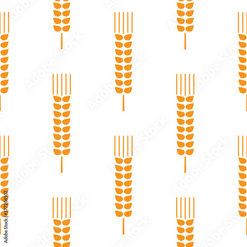 Seamless wheat ear pattern. Golden ears on white background