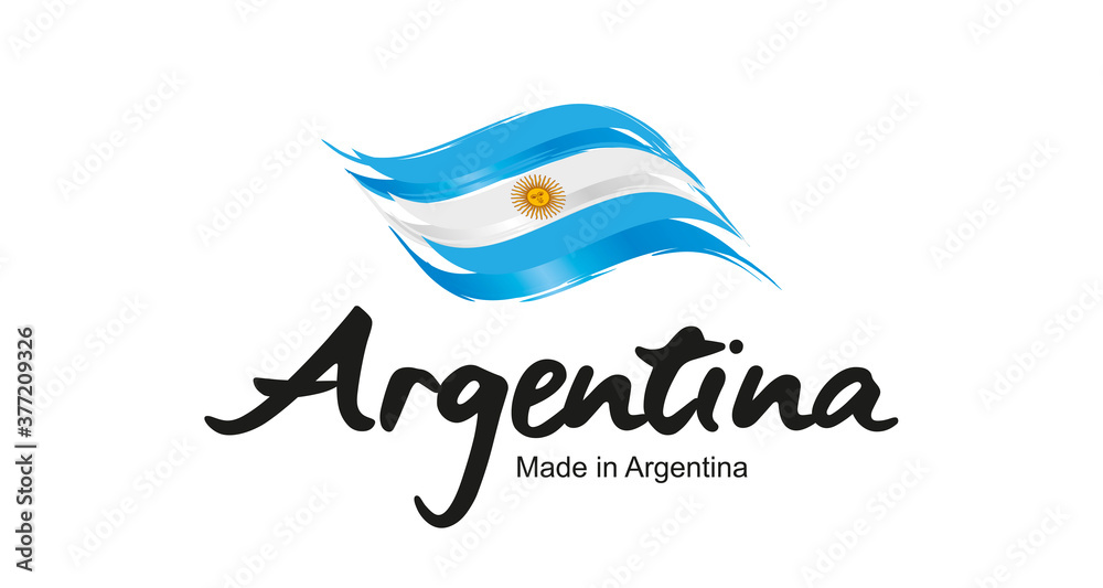 Fototapeta premium Made in Argentina handwritten flag ribbon typography lettering logo label banner