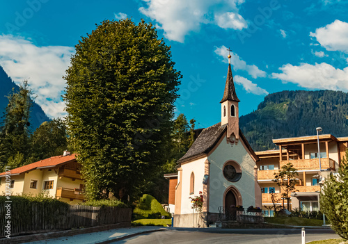 Beautiful chapel at Finkenberg, Tyrol, Austria photo