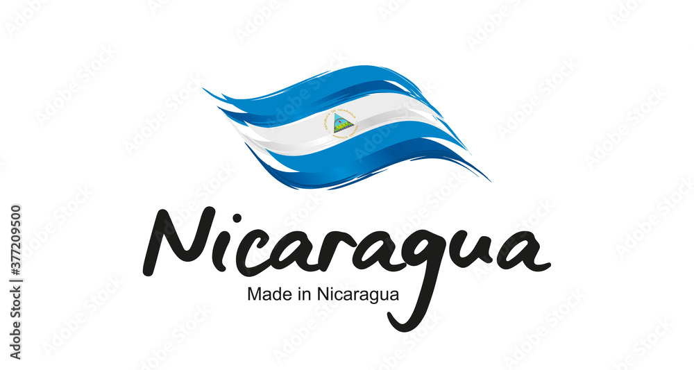 Made in Nicaragua handwritten flag ribbon typography lettering logo