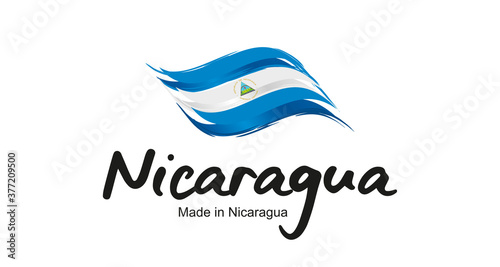 Made in Nicaragua handwritten flag ribbon typography lettering logo label banner photo