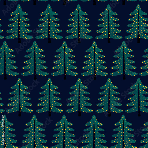 Vector colorful seamless background with Christmas tree. Modern illustration. Can be used for wallpaper, pattern fills, web page, surface textures, textile print, wrapping paper.