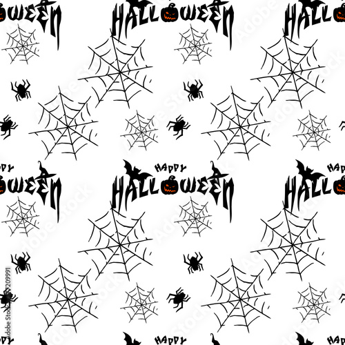 Vector illustrated Halloween seamless pattern