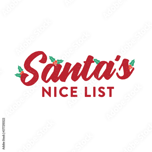 Santa's Nice List, Santa Claus, Christmas Greeting Card Vector Illustration Background