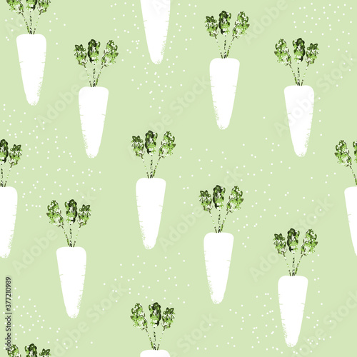 Seamless pattern with carrots. Pastel cute print. Vector hand drawn illustration.