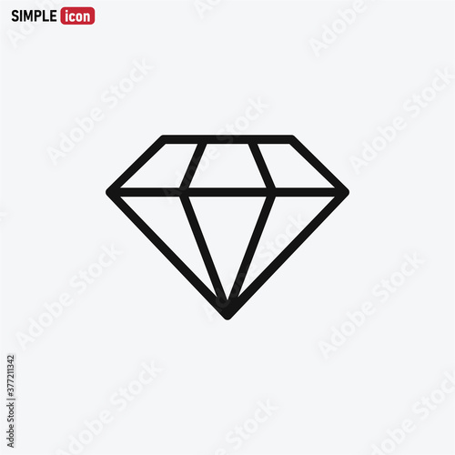 Diamond icon vector . crystal sign