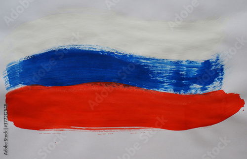 Drawing of the national flag of the countries in Russia  background.