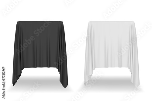 Black and white tablecloth isolated on white background. Vector illustration