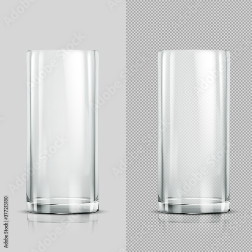 Two Realistic Transparent Tall glass. Vector illustration.