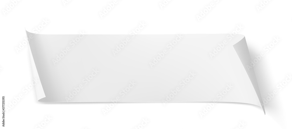White vector paper sheet with curved corners and soft shadow isolated on white. Paper note template for web banner. Vector illustration. White vector paper sheet with curved corners and soft shadow isolated on white. Paper note template for web banner. Vector illustration.