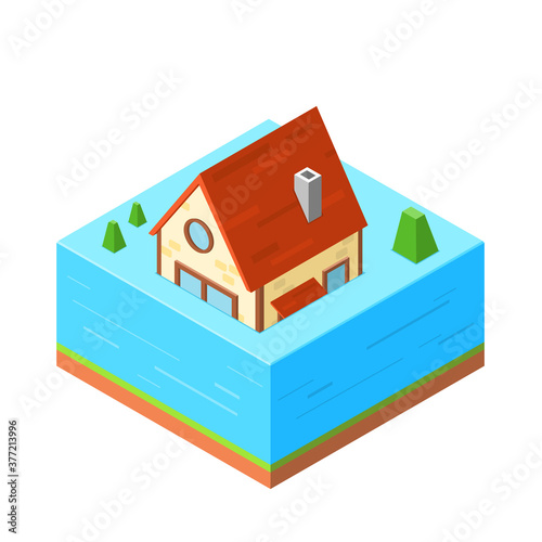 Icon House in isometric style, vector illustration