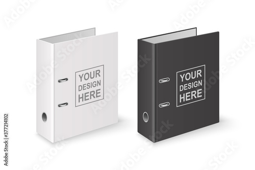 Vector 3d Closed Realistic White and Black Blank Office Binder with Metal Rings for A4 Paper Sheet Closeup Isolated on White Background. Design Template, Mockup, Side, Isometric View