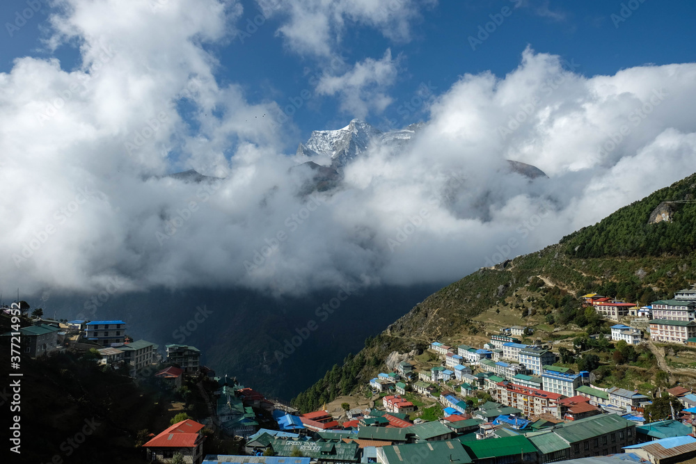Fototapeta premium Namche Bazaar village in mountains in Nepal