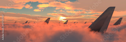 passenger plane in the sky