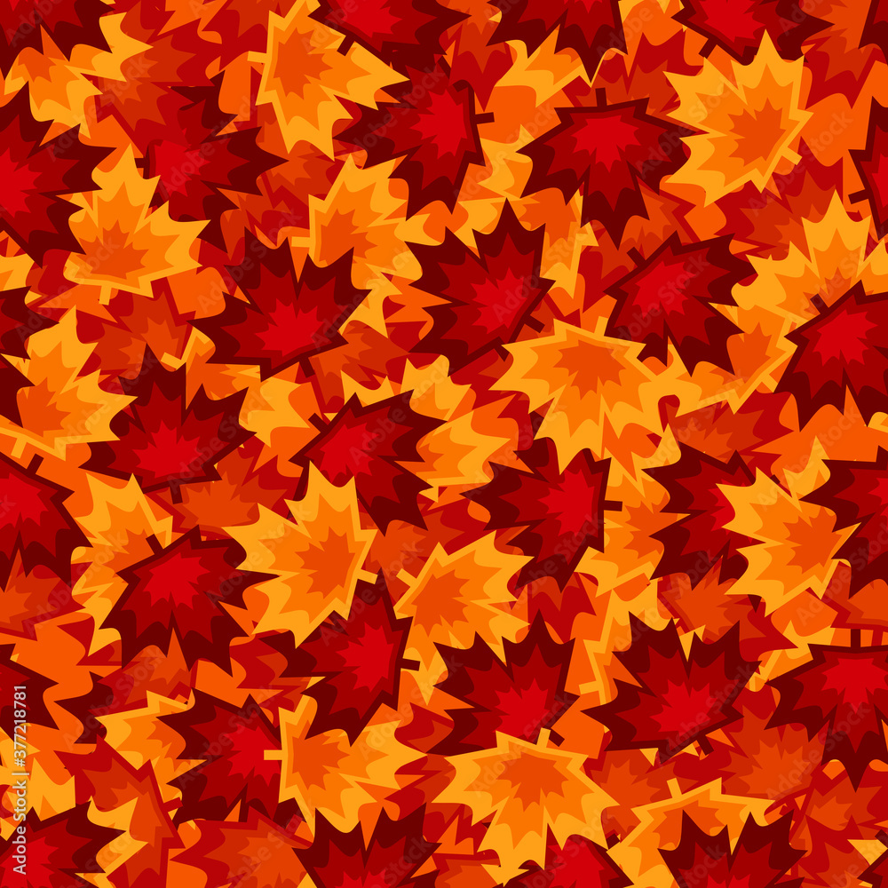 Fototapeta premium Bright red and orange maple leaves pattern