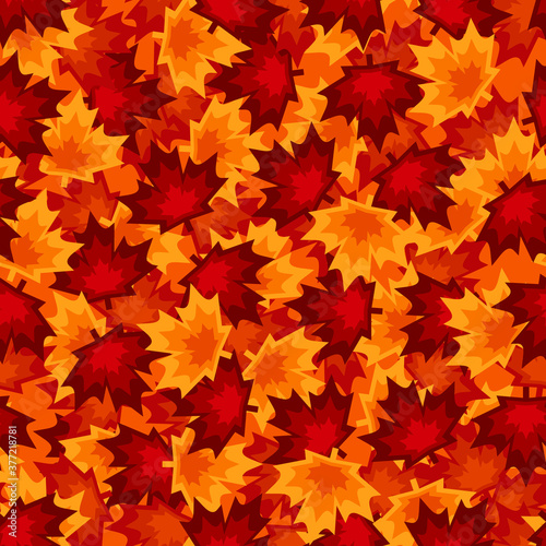 Bright red and orange maple leaves pattern