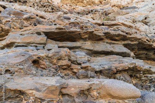 Limestone speckled by winds and storms. Background.