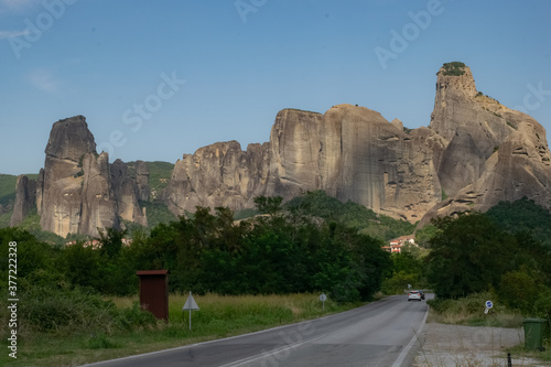 Road to the amazing rocks of Meteora
