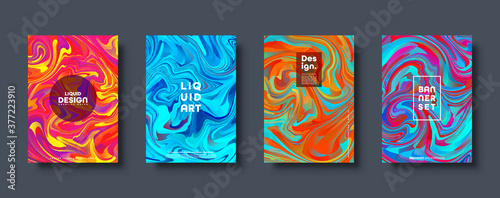 Colorful abstract geometric background. Liquid dynamic gradient waves. Fluid marble texture. Modern covers set. Vector illustration.