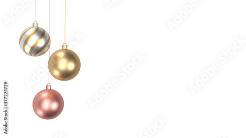 3D rendering Christmas background with balls