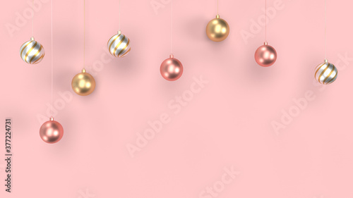 3D rendering Christmas background with balls © Amimy