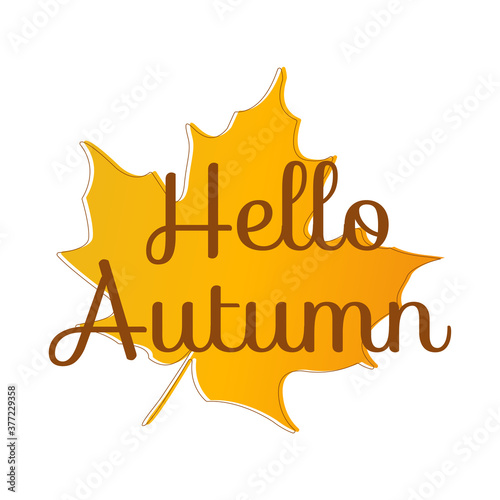Hello autumn quote in orange maple leaf