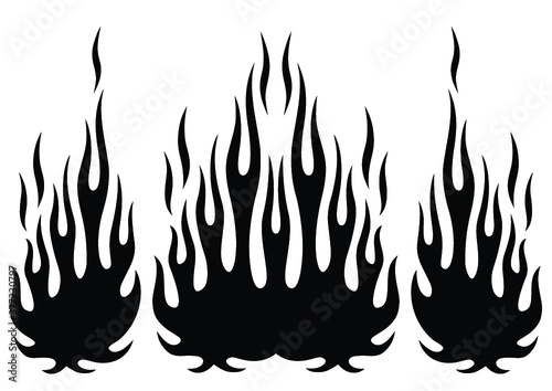 Tribal hotrod muscle car silhouette flame kit for car hoods and sides. Can be used as decals and tattoos too. photo