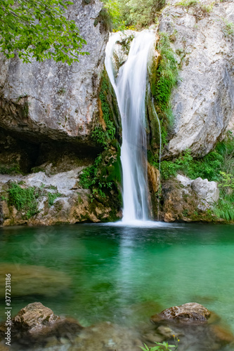 Long exposure image of waterfall on the Urlias river