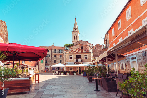 Main square of Jelsa town, Hvar, Croatia.