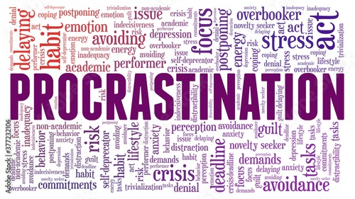 Procrastination vector illustration word cloud isolated on a white background.