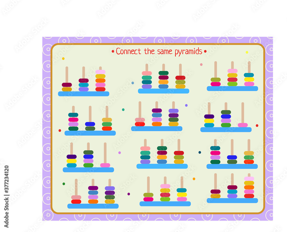logic game for children. find and connect identical pyramids logic game for children. find and connect identical pyramids