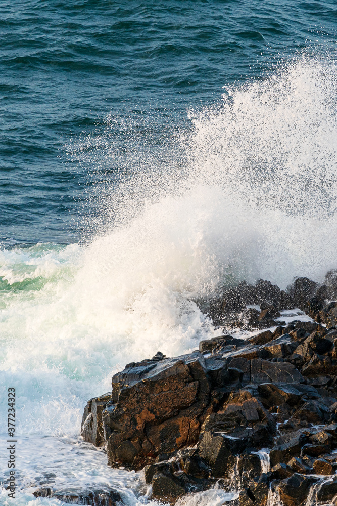 Waves breaking on rocks at Kullaberg nature reserve in south Sweden. Waves breaking on rocks at Kullaberg nature reserve in south Sweden.