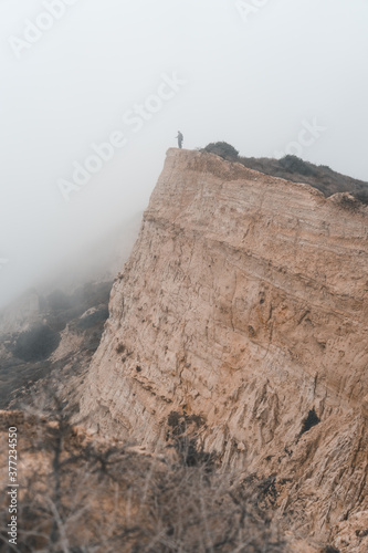 Cliffs in the fog in Torrey Pines