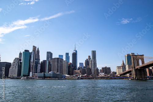 A view of the Manhattan skyline from the East River in New York City. © GORDON