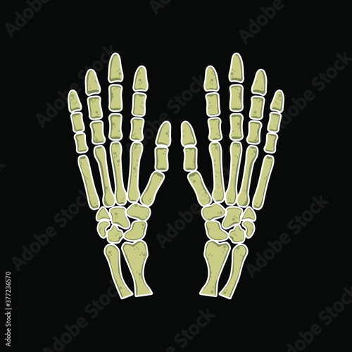skeleton hand vector illustration for Halloween, sticker 