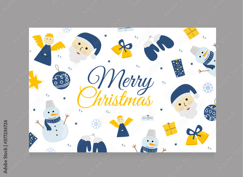 Vector illustration postcard Merry Christmas. Merry Christmas greeting card. New Year card
