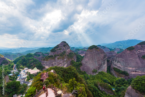 The light landscape of Jesus in the sky in Guilin Bajiao Village photo