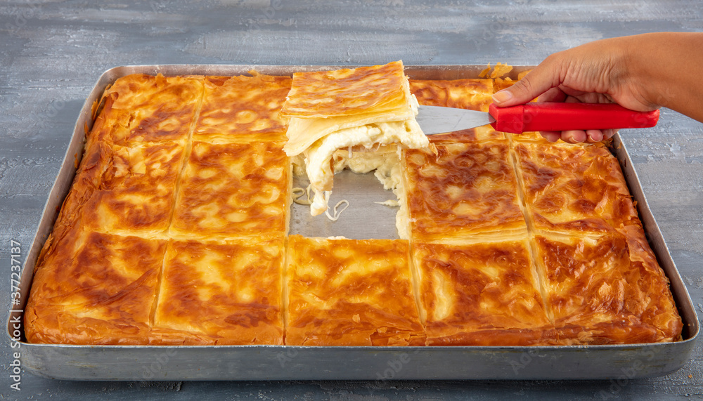 Traditional Turkish pastries Cheese water pastry (Su boregi). There