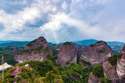 The light landscape of Jesus in the sky in Guilin Bajiao Village photo