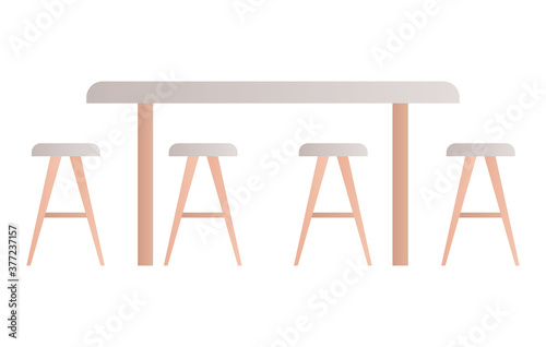 Isolated table with chairs vector design