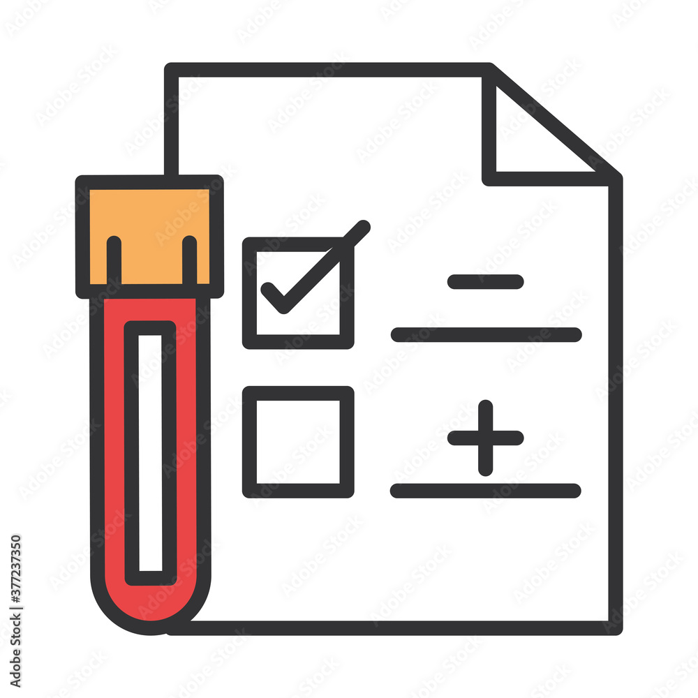 coronavirus covid19 diagnostics research, test tube with blood negative results medical line and fill coronavirus covid19 diagnostics research, test tube with blood negative results medical line and fill