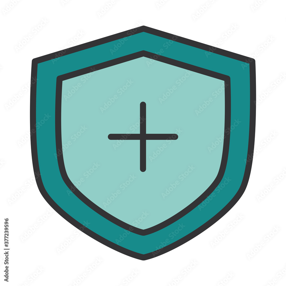 Obraz premium shield protection medical healthcare line and fill