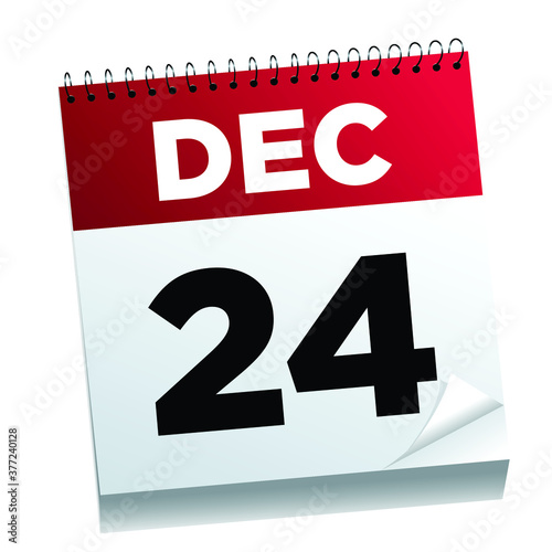 December 24th on a calendar page - illustrated. 