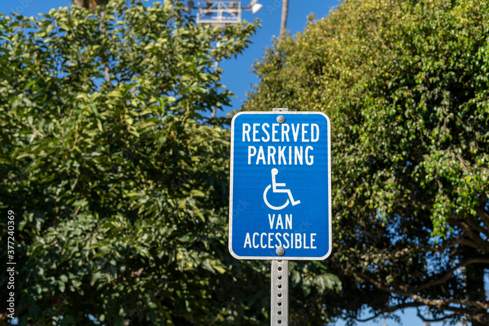 Disabled parking sign in the park